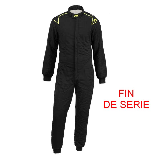 COMBINAISON PILOTE P1 SMART CLUB FIA noire avec épaulettes, NOIRE  ( fin de fabrication) .