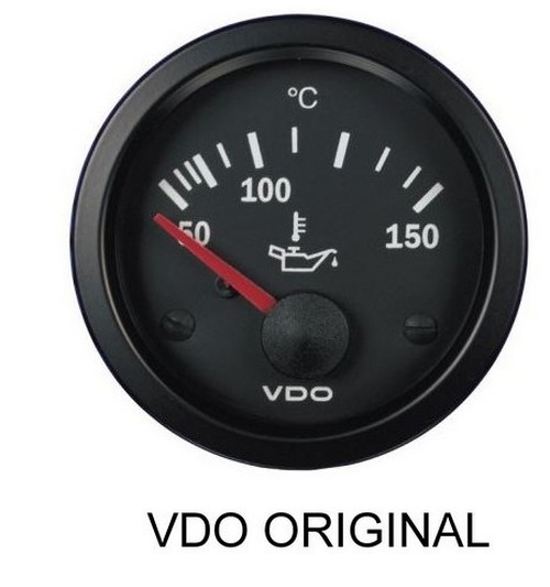 Manomètre de température d'huile VDO VISION (50à 150°) Ø 55 mm , Ø d'encastrement 52mm ,fourni avec sonde ,